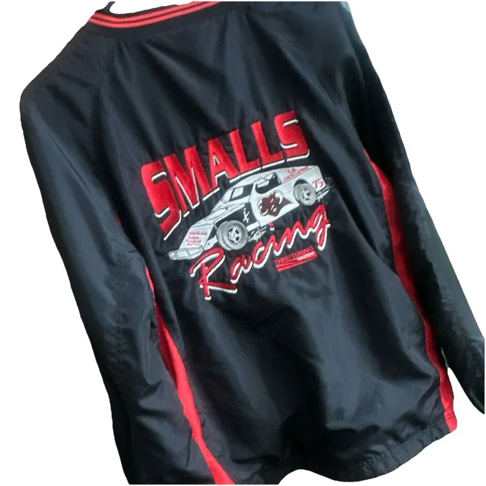 Sport-Tek Smalls Racing 75 Pullover Windbreaker Jacket Black Red Mens S